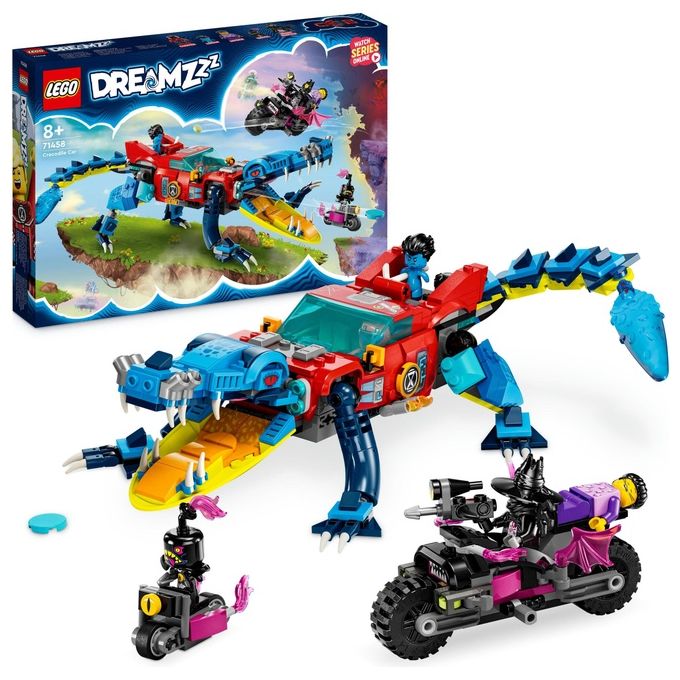 LEGO DREAMZzz 71458 Auto-Coccodrillo, Giocattolo 2in1 da Monster Truck a Macchina-Animale con Jayden e il Cacciatore Notturno