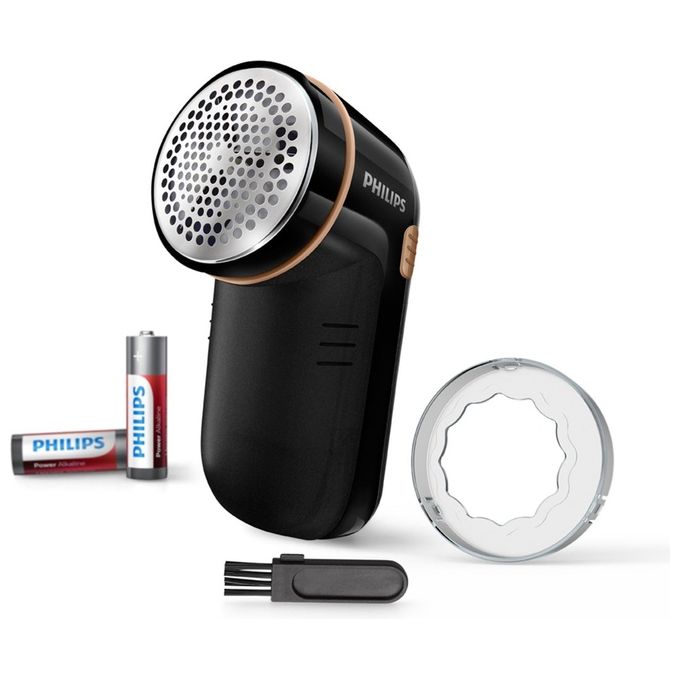 Philips GC026-80 – Levapelucchi a batterie, lama rotante ampia, funzioni: regolazione altezza, contenitore pelucchi rimovibile, spazzolina pulizia, colore nero