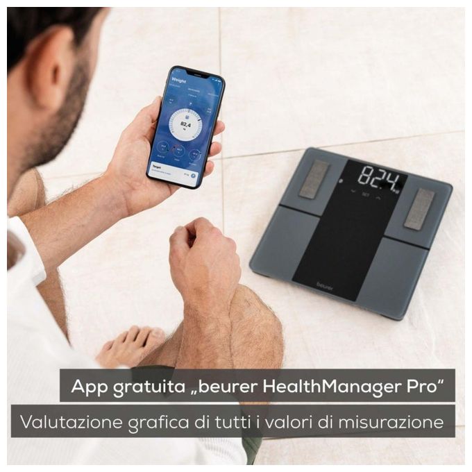 Beurer BF 500 BT Super Black Edition Bilancia Diagnostica Elegante con Funzione Bluetooth