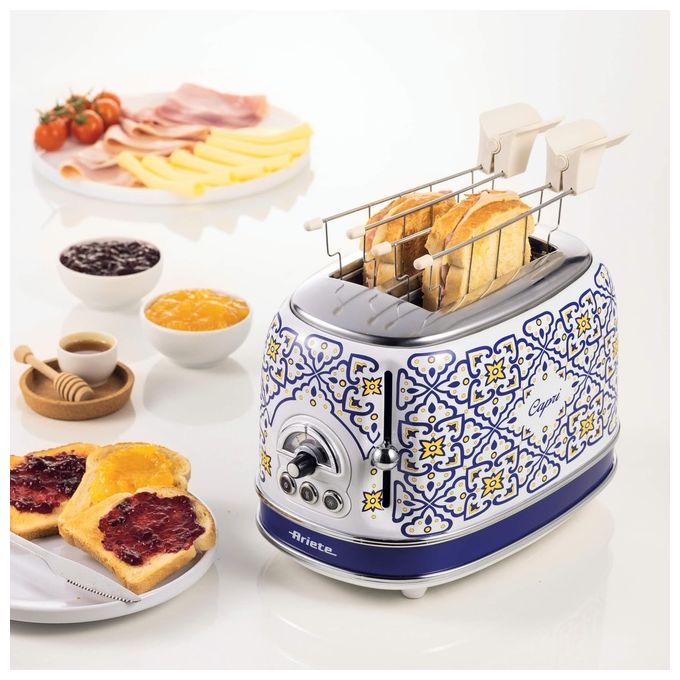 Ariete 00C01550CAR0 Capri Tostapane con Pinze 2 Fette Potenza 210 Watt con 6 Livelli di Doratura e Vassoio Raccogli Briciole