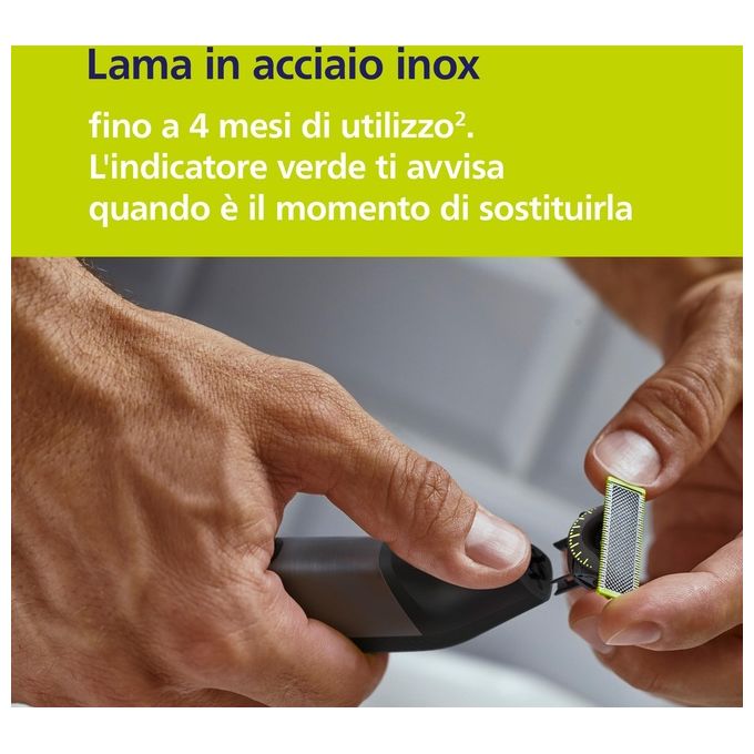 Philips QP6652 OneBlade Pro 360 Regolabarba Face Body uso Bagnato e Secco 20 livelli autonomia 120 min colore Cromo