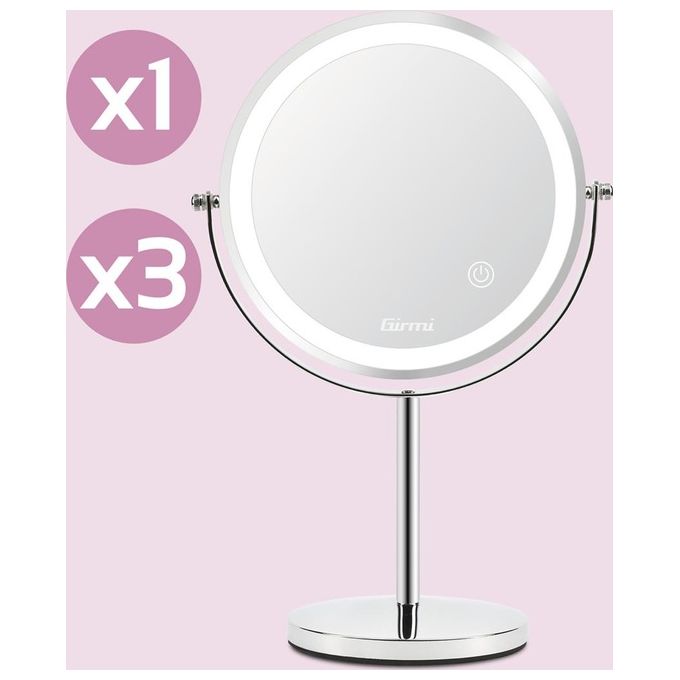 Girmi Specchio Luminoso BE02 Luce Led x1 x3 Rotondo 20cm