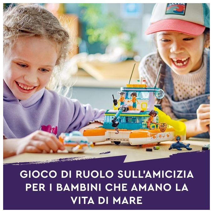 LEGO Friends 41734 Catamarano di Salvataggio, Barca Giocattolo con Animali e Sottomarino, Set Educativo, Regalo per Bambini 7+