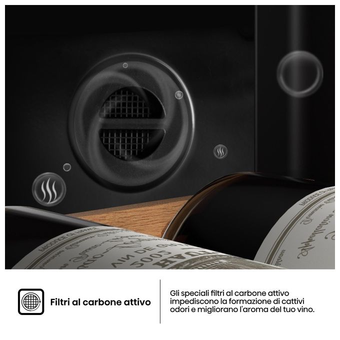 Hisense RW3N230GELF Cantinetta Vino 108 Bottiglie Classe F Temperatura 5 20 °C Ripiani in Legno colore Nero