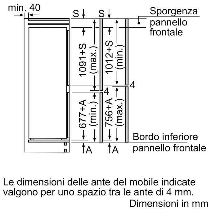 Bosch KIN86NSE0 Frigorifero combinato da incasso 260 litri No Frost Classe E