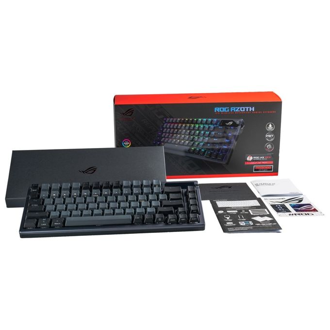 ASUS ROG Azoth Tastiera da Gaming Personalizzabile Wireless, 75 Tasti, Display OLED, Switch ROG NX Rossi Sostituibili, Stabilizzatori Tastiera, Copritasti PBT, Illuminazione RGB, Layout Italia, Nero