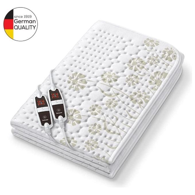 Beurer UB 68 XXL - Coprimaterasso termico matrimoniale XXL, 2 zone riscaldamento indipendenti, 4 livelli di temperatura ciascuna, spegnimento automatico dopo 12 h, sistema di sicurezza BSS, superficie in morbido fleece Oeko‑Tex, comandi LED rimovibili, B