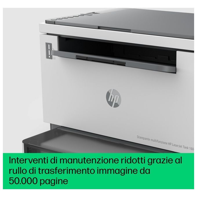 Laser Tank 1604w 381L0A, Stampante Multifunzione con Serbatoio Toner integrato a Ricarica Rapida, Stampa Fronte e Retro Manuale in bianco e nero, 22 ppm, Scansione A4, Wi-Fi, USB, HP Smart, Bianca