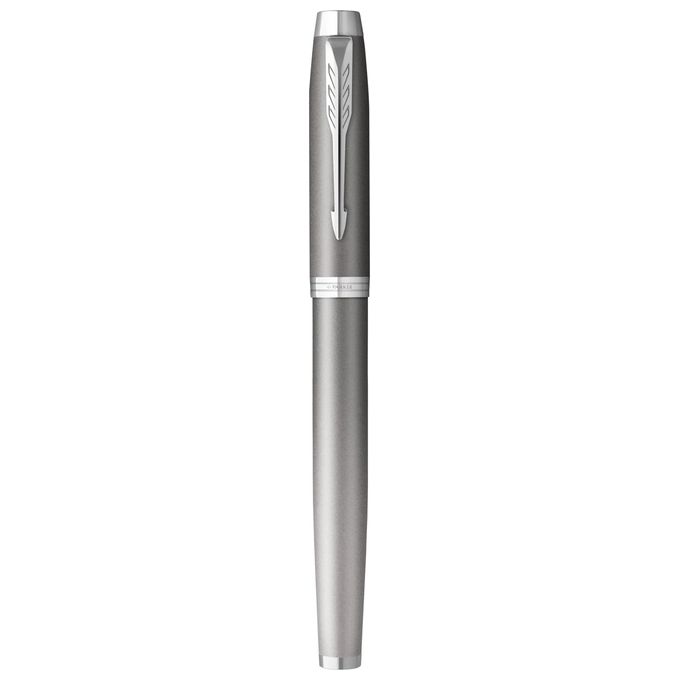 Parker Penna Stilografica Im Writing Rituals Finitura Grigia con Sfumatura Puntale Cromato Punta Media Inchiostro Blu Confezione Regalo