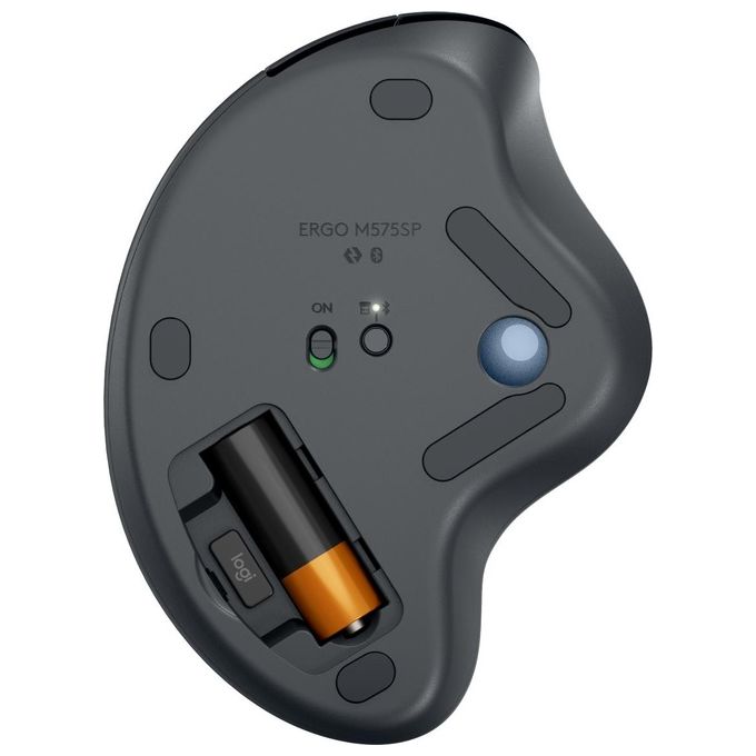 Logitech ERGO M575S mouse trackball wireless mouse ergonomico wireless con Bluetooth e dongle crittografato controllo comodo con il pollice tracciamento preciso e fluido per PC-Mac - Grafite