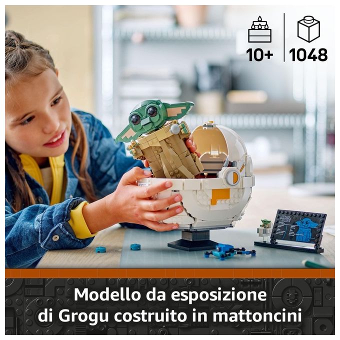 LEGO 75403 Star Wars Grogu con Carrozzina Hover 1048 pezzi con minifigure e accessori colore Nero