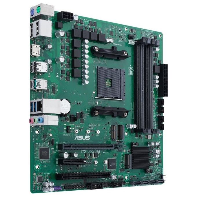 ASUS PRO B550M-C-CSM Scheda Madre microATX, AMD B550, AM4, DDR4, PCI 4.0, LAN Realtek 1Gb, 7.1 Surround, 2xM.2, 4xSATA 6GB-s, USB 3.2 Gen 2, Control Center Express, Verde-Nero