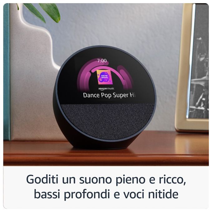 Amazon Assistente Vocale Echo Spot Modello 2024 Nero