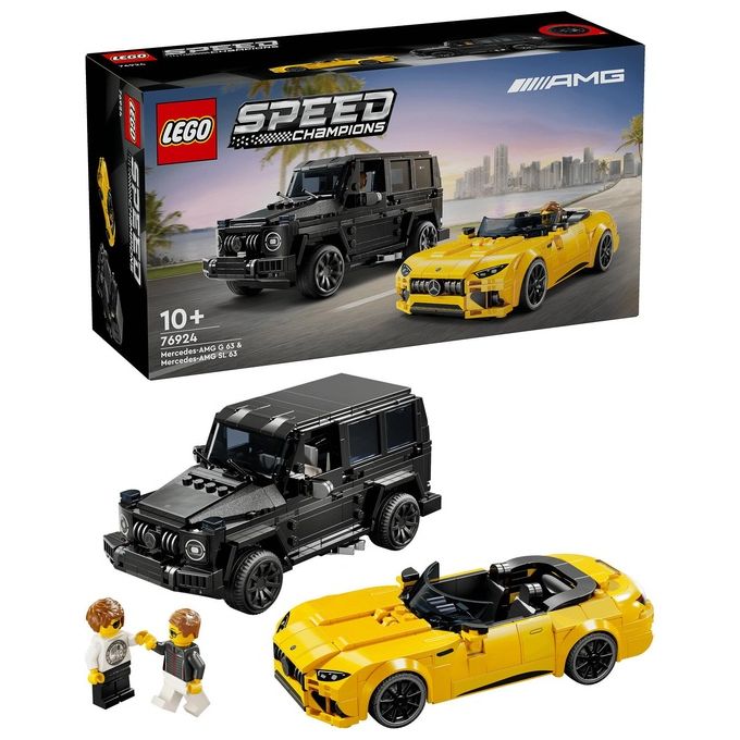 LEGO Speed Champions Mercedes-AMG G 63 e Mercedes-AMG SL 63 Macchine Giocattolo da Costruire 2 Modellini di Auto per Bambini e Bambine da 10 Anni con Minifigure di Piloti Regalo di Compleanno 76924