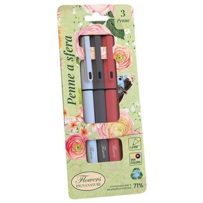 Pigna Blister 3 Penne a Sfera Nature Flowers