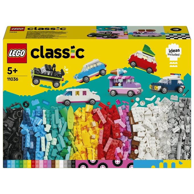 LEGO Classic 11036 Veicoli Creativi, Modellini di Auto in Mattoncini, Macchine Giocattolo per Bambini e Bambine 5+ Anni