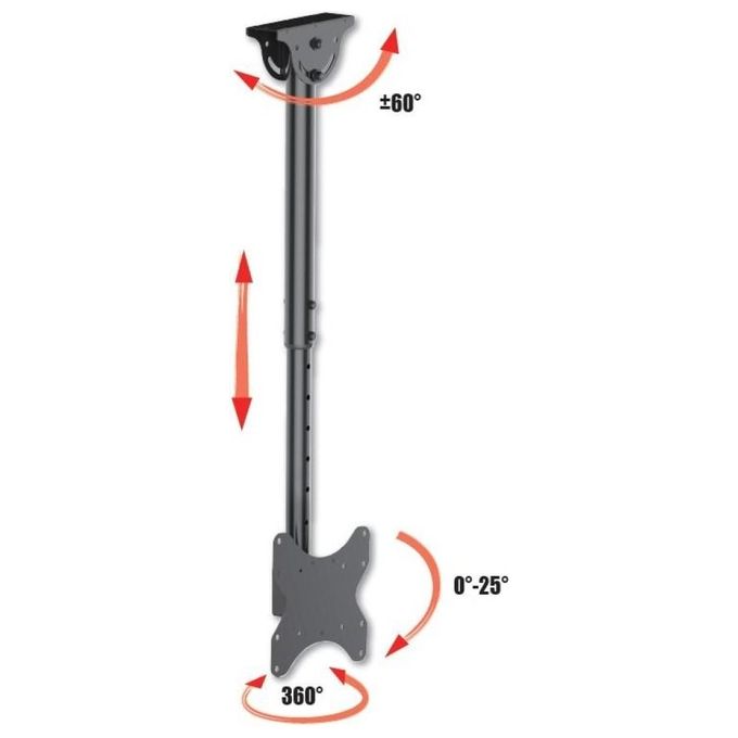 Techly Supporto Telescopico a Soffitto Fino a 1,6mt per Tv Led Lcd 23-42''
