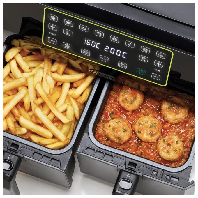 Ariete 4623-00 Friggitrice ad Aria 8 Litri Potenza 1700W con Doppio Cestello colore Nero Airy Fryer Dual