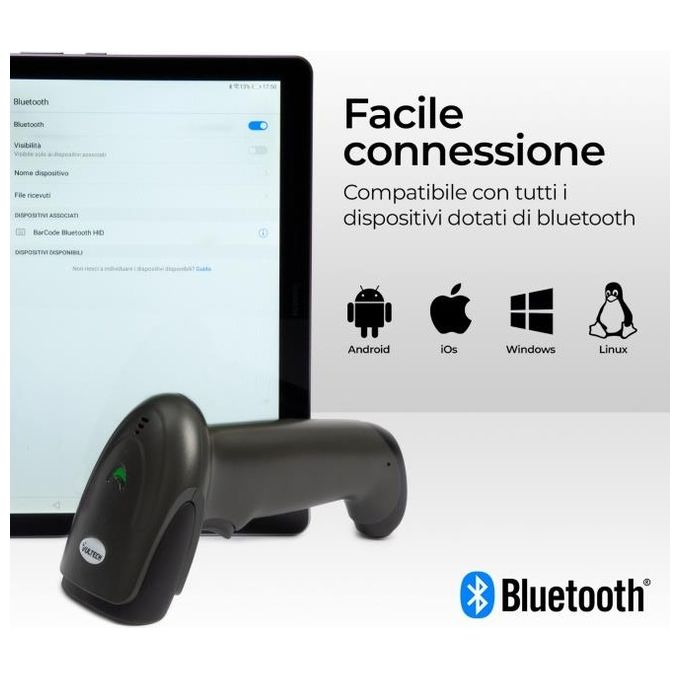 Vultech Lettore Pistola Barcode Scanner Laser 1d Wireless Bluetooth