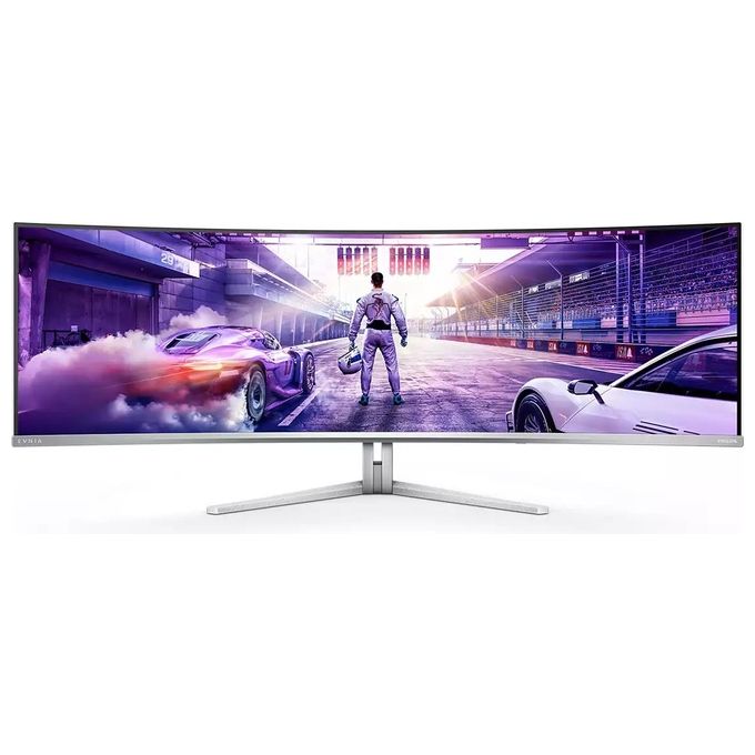 Philips Evnia 49M2C8900L Monitor da gioco curvo OLED DQHD da 49 pollici 144 Hertz 003 ms GtG HDR400 Ambiglow (5120x1440 HDMI 2.1 DisplayPort 1.4 USB-C Hub USB) bianco