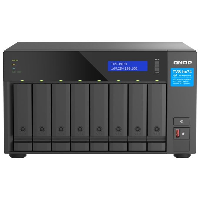 Qnap TVS-h874 NAS Tower Collegamento Ethernet LAN Nero i5-12400