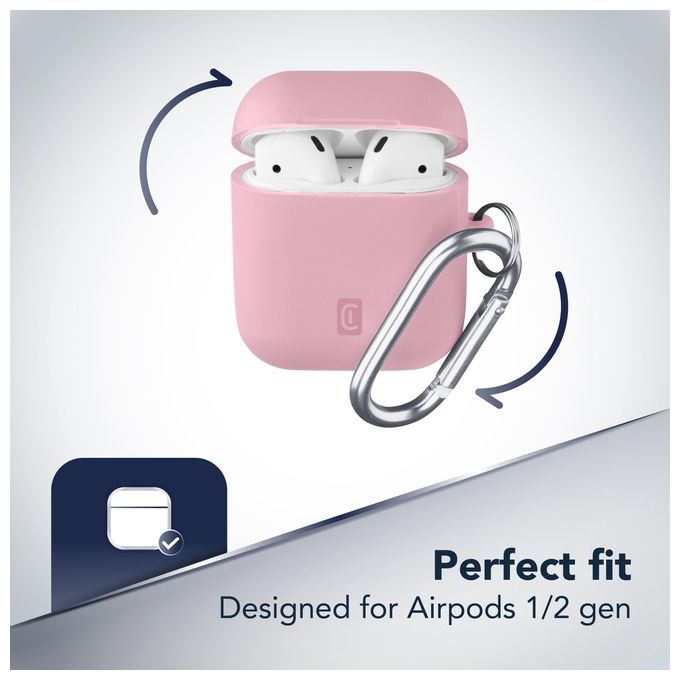 Cellular Line Bounce per AirPods 1and2 Custodia per AirPods in silicone soft-touch con gancio Rosa