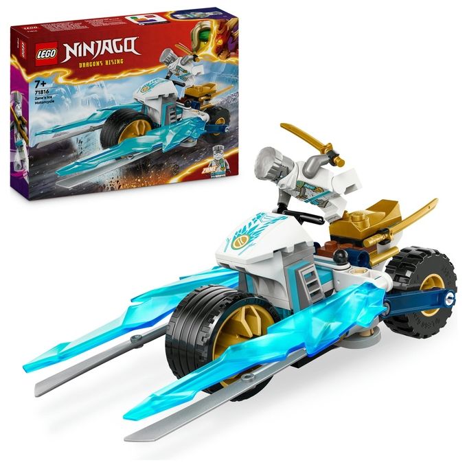 LEGO NINJAGO Moto di Ghiaccio di Zane Veicolo Giocattolo con Lame Mobili Gioco d'Azione per Bambini e Bambine 7 Anni con 1 Minifigure Ninja di Eroe Piccola Idea Regalo di Compleanno 71816