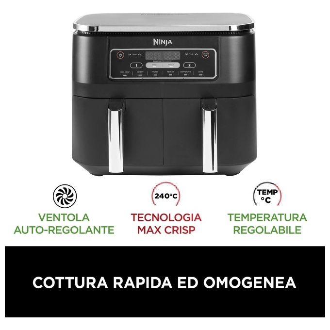 Ninja AF300 Friggitrice ad Aria Calda 7.6 Litri 1690W Nero