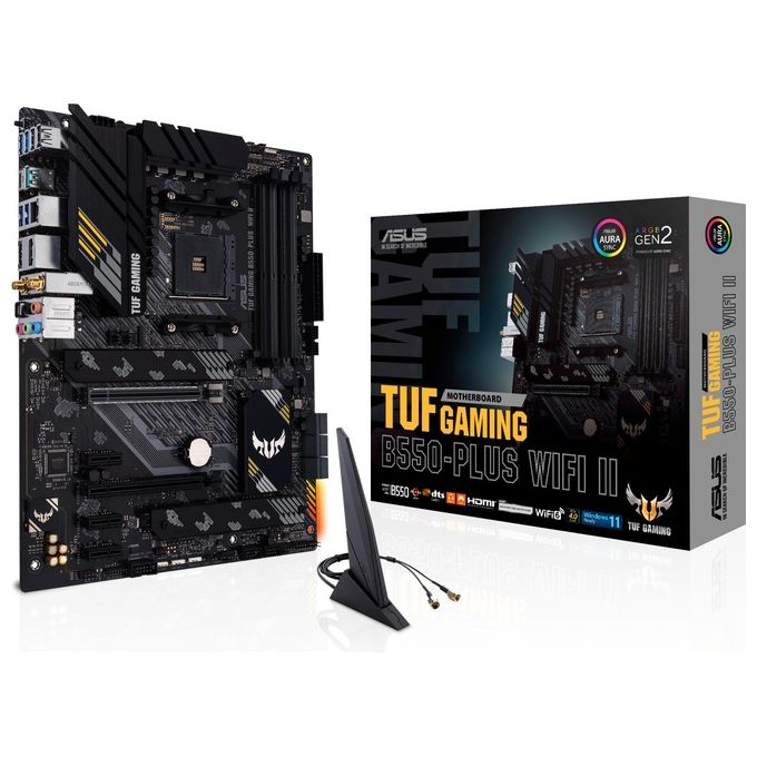 ASUS TUF Gaming B550-PLUS WiFi II Scheda Madre Gaming ATX, AMD B550, Socket AM4, DDR4, PCI 4.0, LAN Realtek 2.5Gb, WiFi 6 (802.11ax), 2xM.2, 6xSATA 6GB-s, 2xUSB 3.2 Gen 2, Aura Sync RGB, Nero