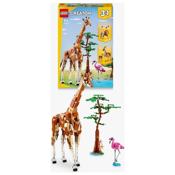 LEGO Creator 31150 3in1 Animali del Safari, Giocattolo Trasformabile da Giraffa in 2 Gazzelle o Leone , Giochi per Bambini 9+