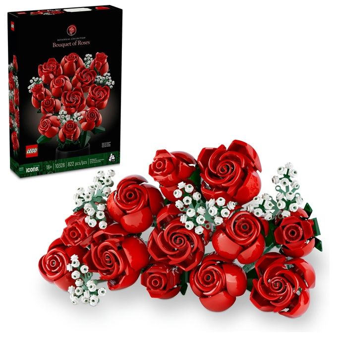 LEGO Icons 10328 Bouquet di Rose, Set Fiori Finti per Adulti, Decorazione Casa, Idea Regalo per Lei o Lui, Collezione Botanica