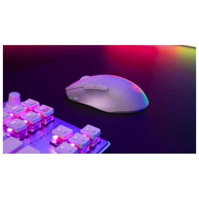 Turtle Beach Pure Air - Mouse da gioco RGB wireless ergonomico e ultraleggero con sensore ottico a 26K DPI dotato di batteria da 125 ore illuminazione RGB - Bianco