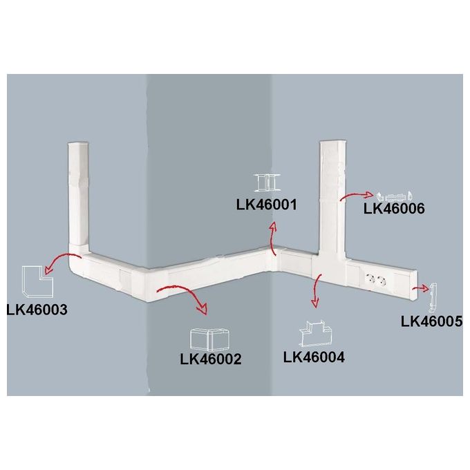 Link giunto a t per canalina lk46118 mm. 46x18