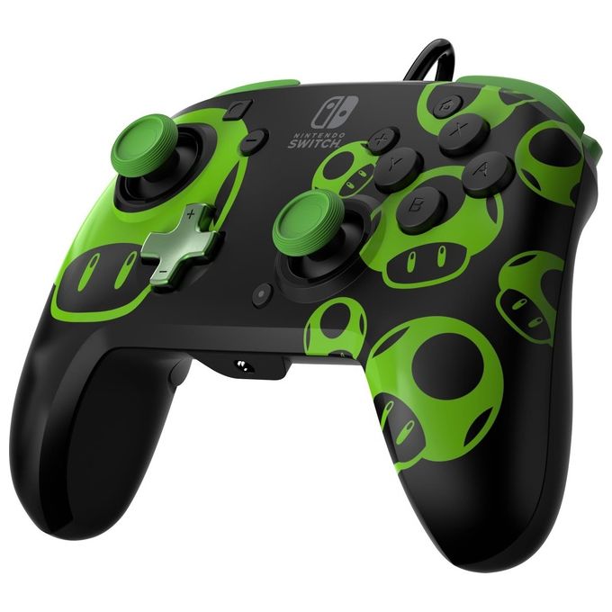 Pdp 1-Up Glow In The Dark Rematch Nero-Verde Usb Gamepad per Nintendo Switch-Nintendo Switch Oled