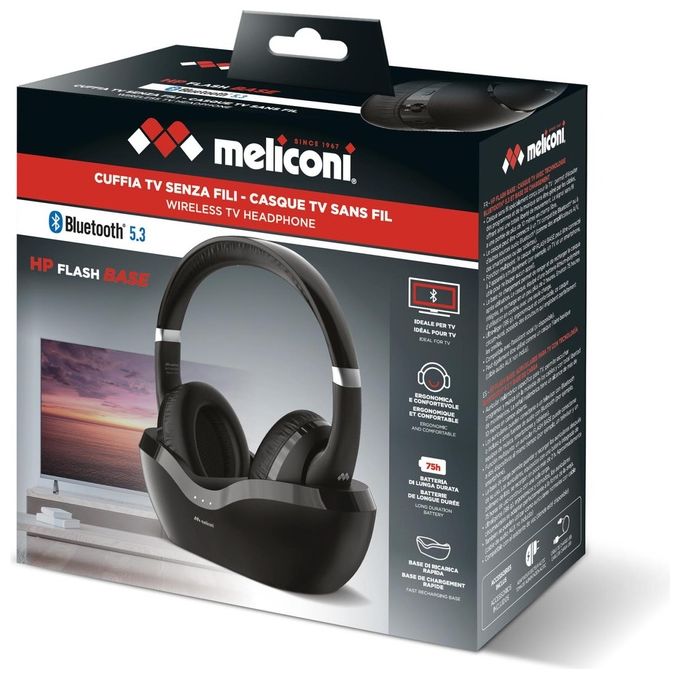 Meliconi Cuffie TV HP Flash Base Bluetooth 5.3 con base di ricarica