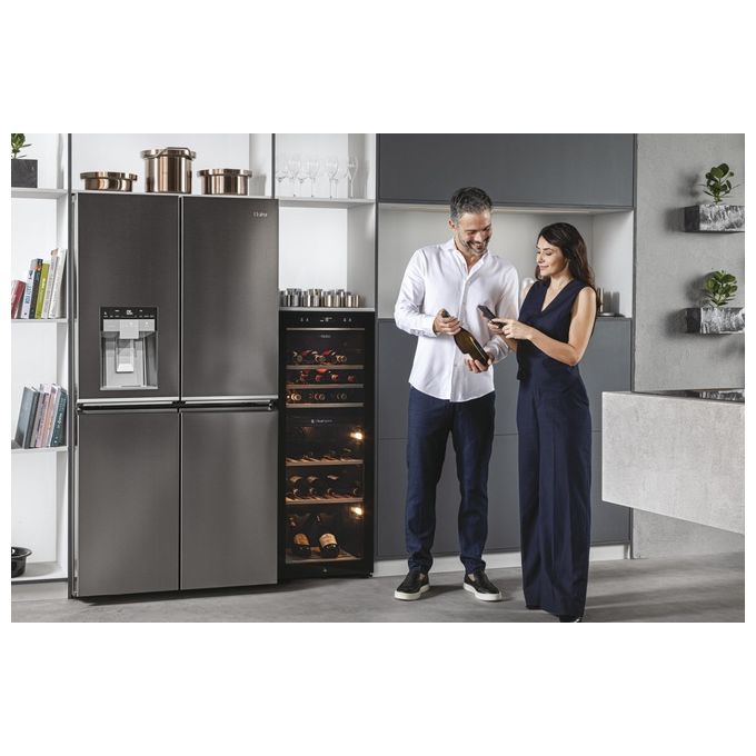 Haier Wine Bank 50 Serie 7 HWS77GDAU1 Cantinetta Vino con Compressore Libera Installazione Nero 77 Bottiglie