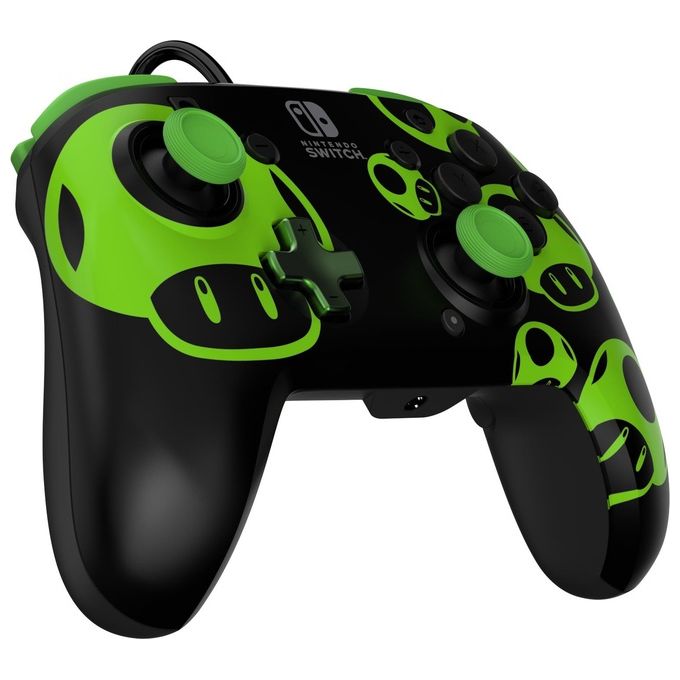 Pdp 1-Up Glow In The Dark Rematch Nero-Verde Usb Gamepad per Nintendo Switch-Nintendo Switch Oled