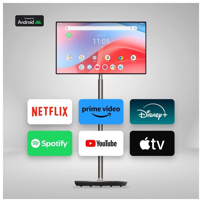 Thomson 32UE5M45 Go Plus Smart Tv Portatile 32 Pollici 4K Ultra HD Display Touch con Batteria integrata Sistema Android colore Oro Champagne