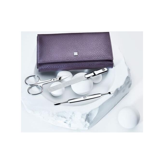 Zwilling Classic Inox Custodia a Bottone in Pelle Bovina 7 Pezzi Set Viola