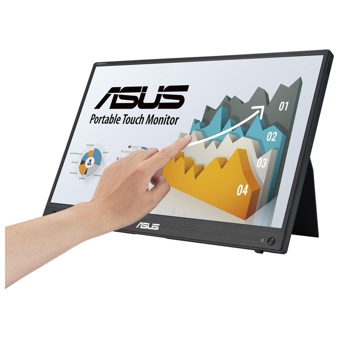 ASUS ZenScreen Touch Monitor da Gaming Portatile 15.6” 1080P FHD (MB16AHT) - Monitor da Viaggio IPS USB-C e HDMI Touch Screen a 10 Punti Cavalletto integrato Monitor Esterno per Laptop e Telefono