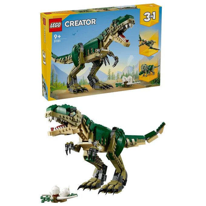 LEGO Creator 3 in 1 T. Rex Dinosauro Giocattolo Trasformabile in 3 Modellini Snodabili come Triceratopo e Pterodattilo Giochi per Bambini e Bambine da 9 Anni Idea Regalo di Compleanno 31151