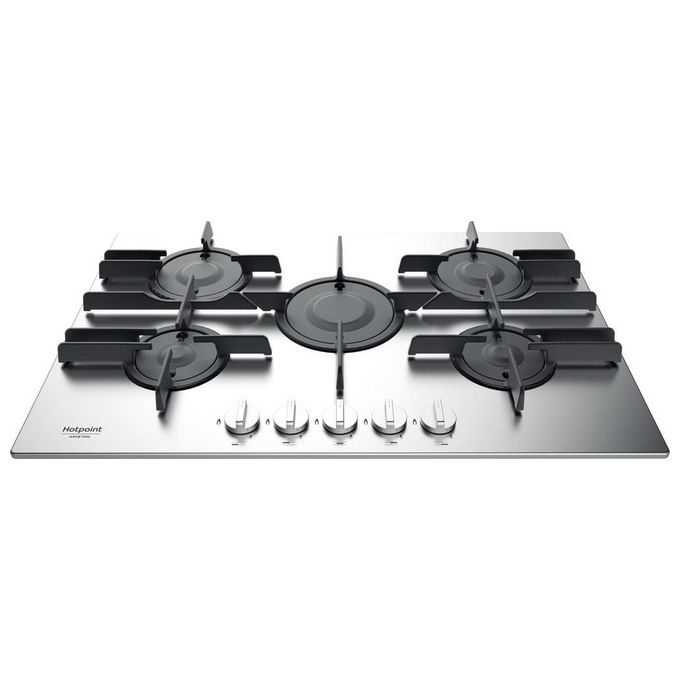 Hotpoint Ariston FTGHL 751 D-IX-HA Piano Cottura a Gas 5 Zone Griglie in Ghisa 75 cm Acciaio Inox