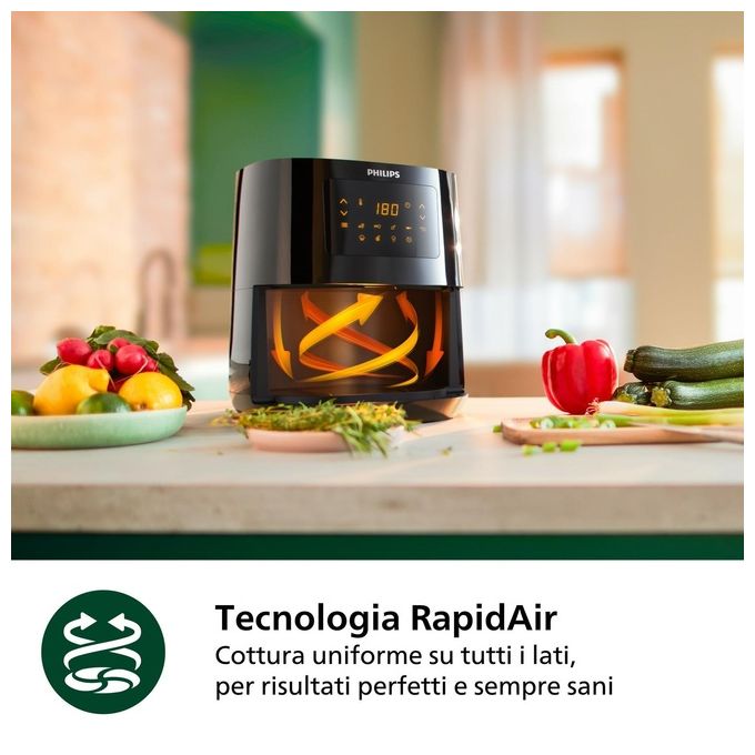 Philips HD9252-90 Serie 3000 Friggitrice ad Aria 4,1 Litri 1400W Tecnologia Rapid Air Nero