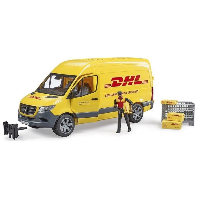 Bruder Mezzo Stradale Mercedes Sprinter Furgone DHL con Personaggio