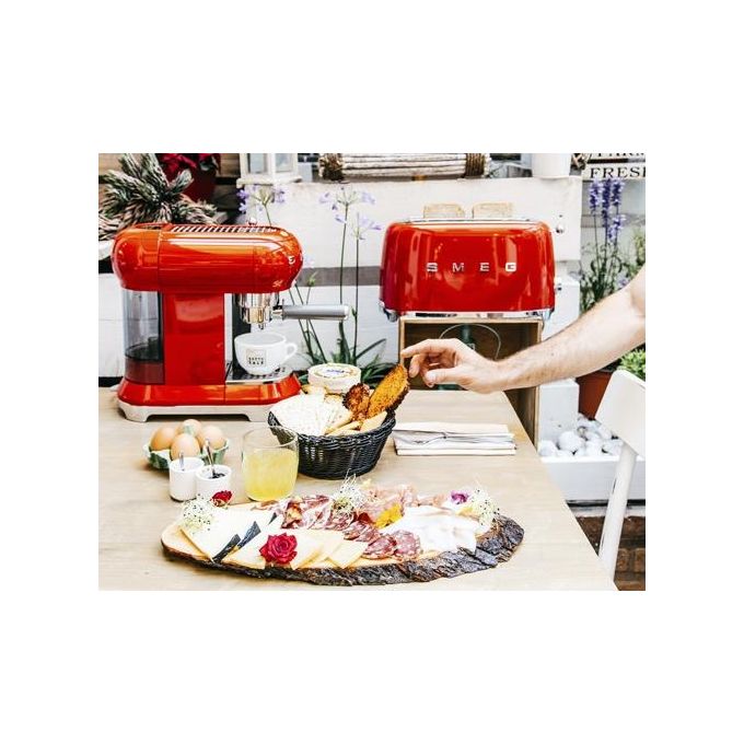 Smeg TSF02RDEU Estetica 50's Style Tostapane 4 Fette 6 Livelli di Doratura Rosso