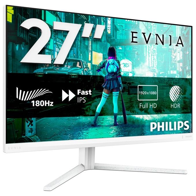 Philips Evnia 27M2N3201A Monitor da gioco Full HD da 27 pollici 180 Hz 05 ms FreeSync Prem. G-Sync Comp. HDR10 (1920x1080 2x HDMI DisplayPort) bianco