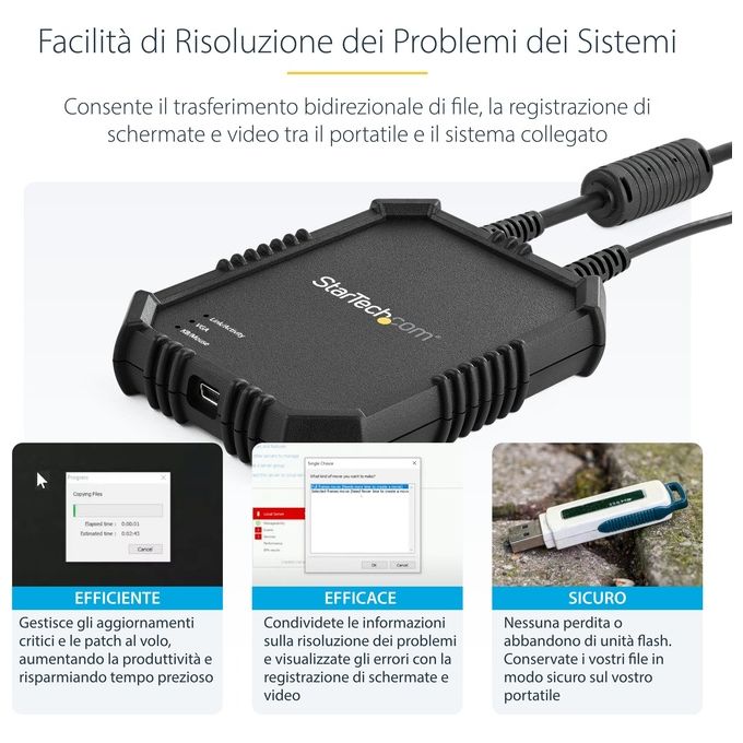 Startech.com Adattatore crash cart portatile per PC con alloggiamento antiurto - Console KVM USB con trasferimento di file e Acquisizione Video