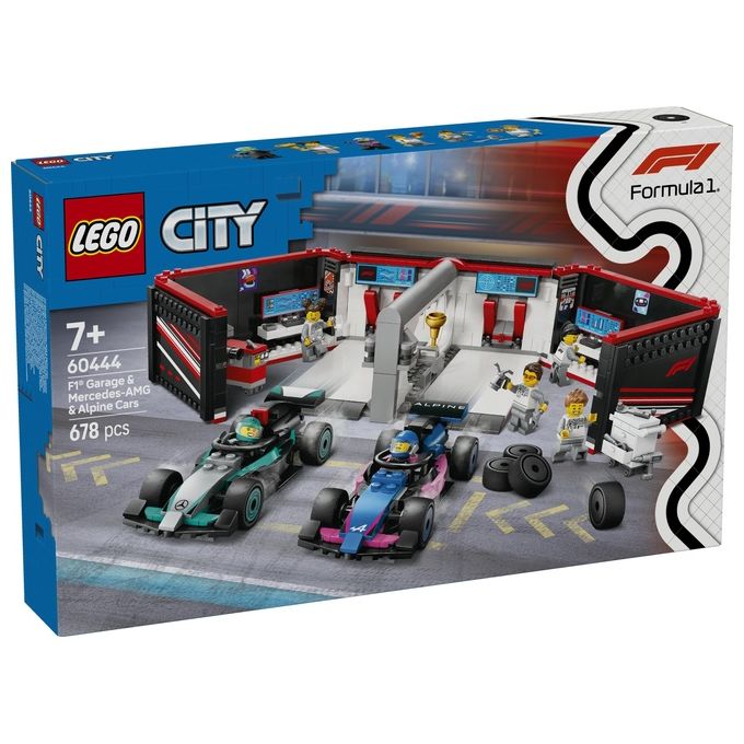 LEGO City Formula 1 Garage con monoposto Mercedes-AMG e Alpine F1 60444