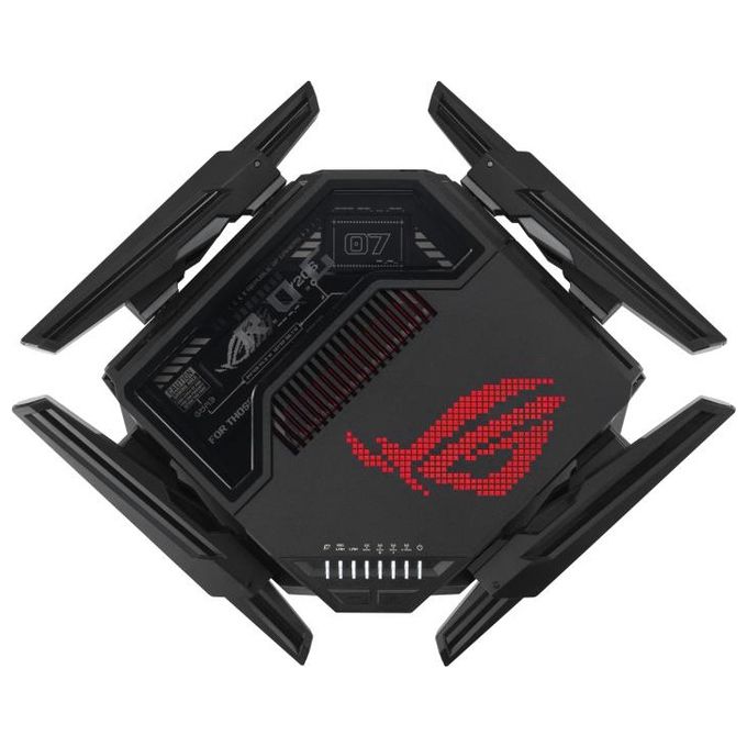 ASUS ROG Rapture GT-BE98 Router WiFi 7 Quad Band 320 MHz 4096-QAM Multi-link Doppie porte 10G WAN di backup Sicurezza di Rete supporto AiMesh Nero