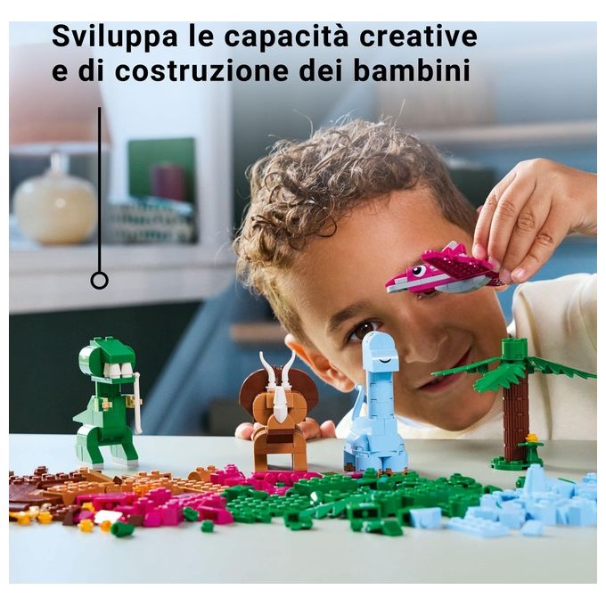 LEGO 11041 Dinosauri Creativi Set di Costruzioni con 450 Pezzi per Bambini 5+ Anni con T. rex Triceratopo Pterosauro Brontosauro e Cucciolo nell'uovo colore Multicolore